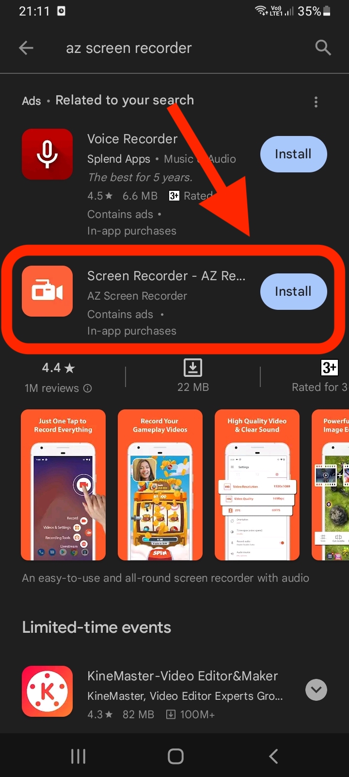 Download the AZ screen recorder