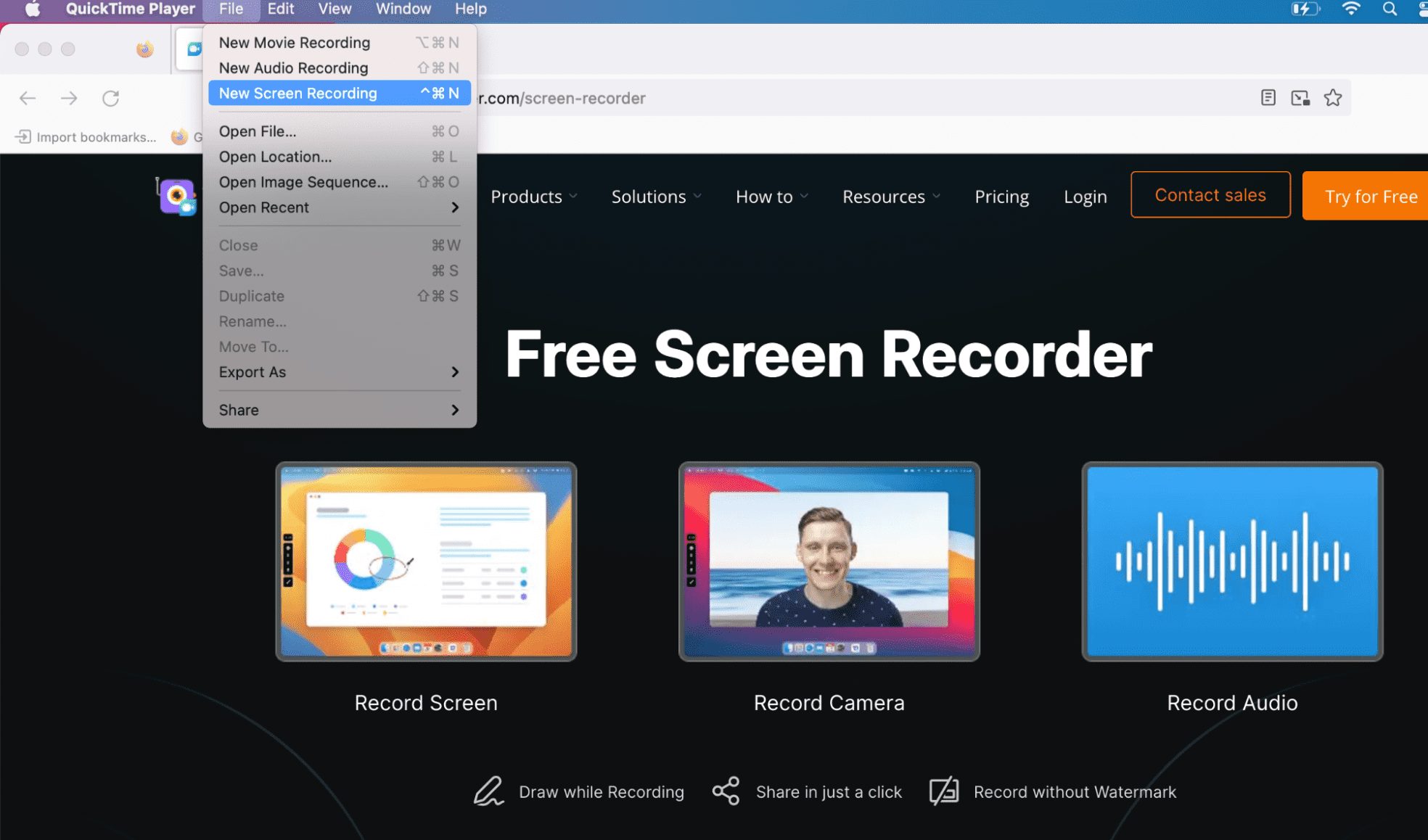 Launch QuickTime Player on your Mac