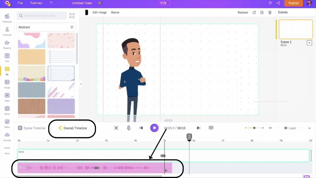 adjust the voiceover in the timeline
