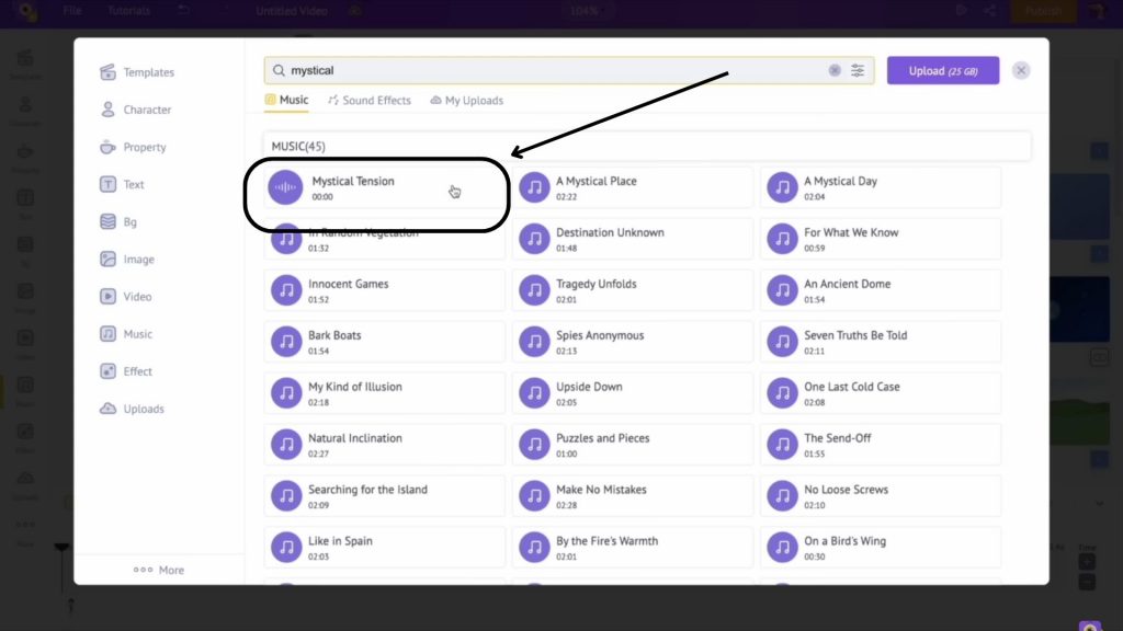 hover over music track to preview