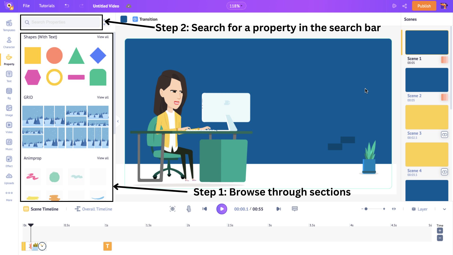 Search for a property in the search bar