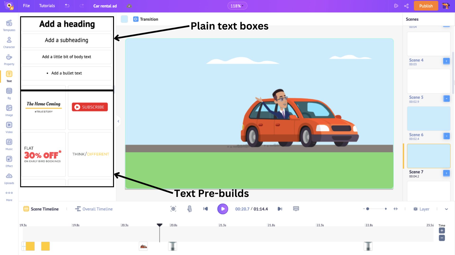 plain and pre-build text boxes