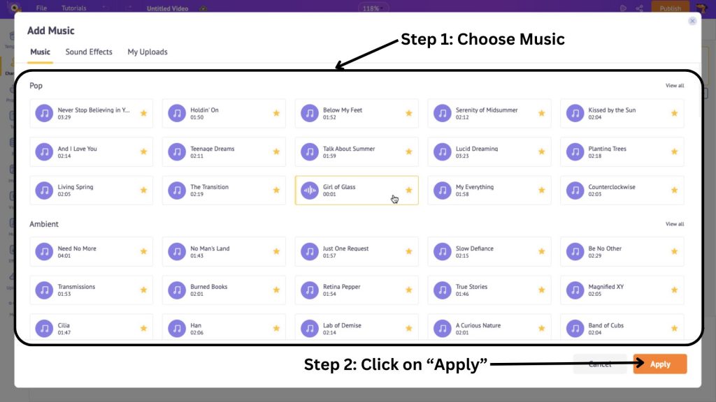 choose music track