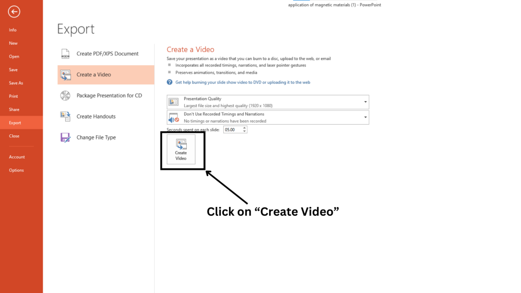 select create video option