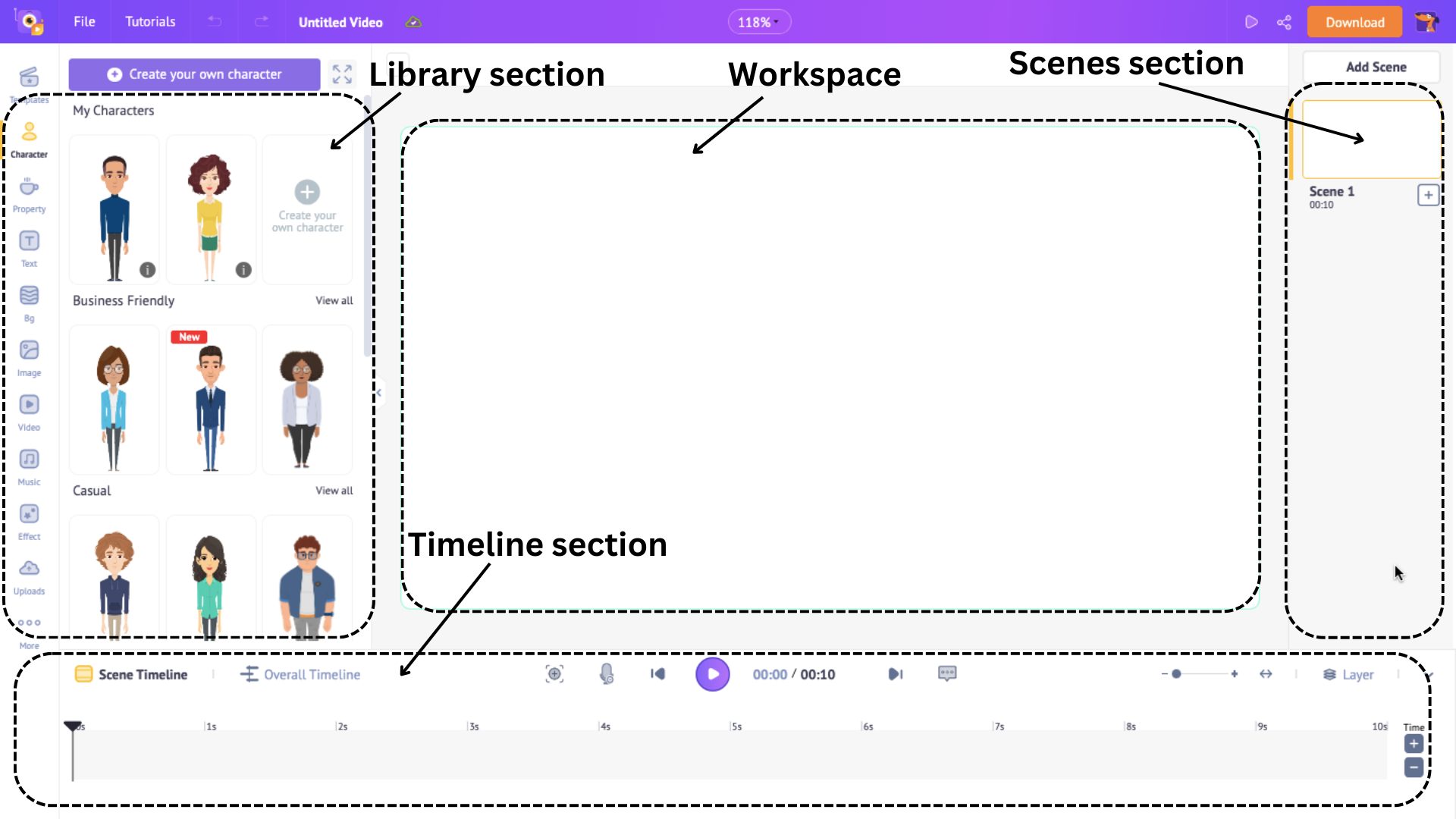 Animaker interface