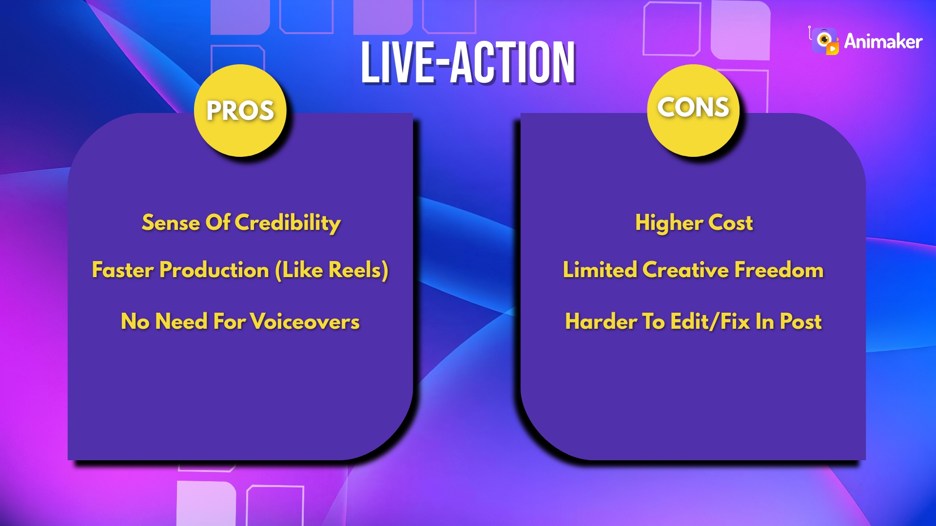 Live action pros and cons