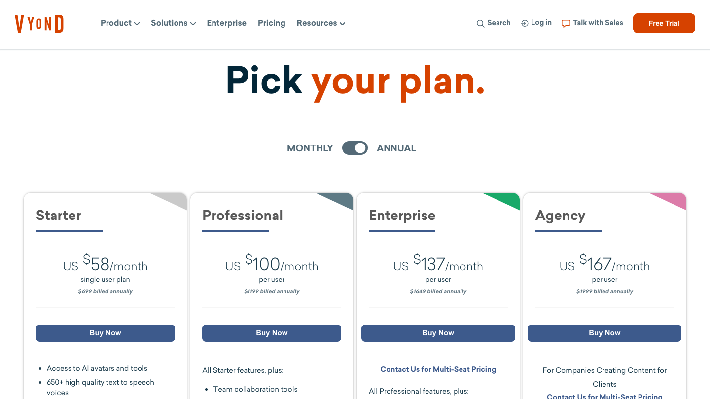 vyond pricing